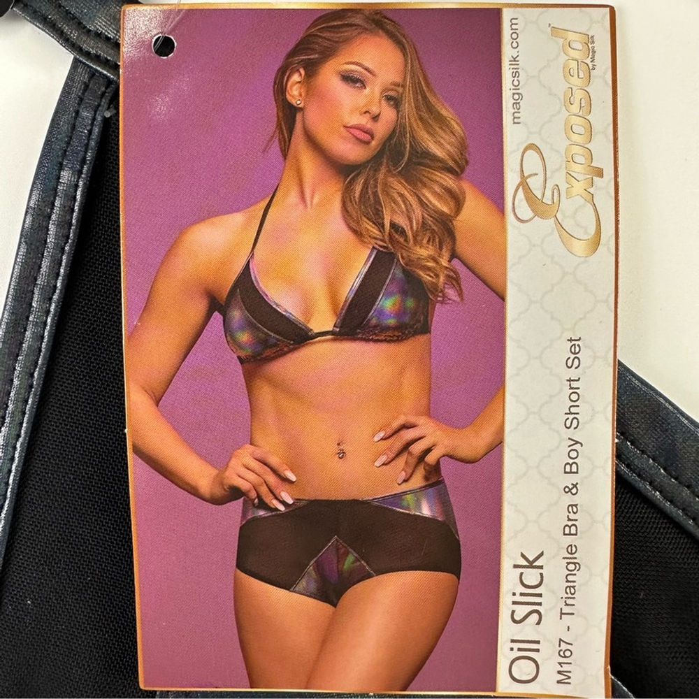 Magic Silk Exposed triangle bra and Boy Short set Queen Size 1X-3X Curvy Girl